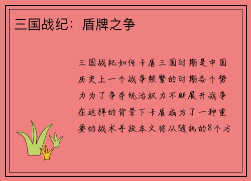 三国战纪：盾牌之争