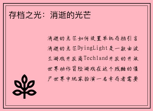 存档之光：消逝的光芒